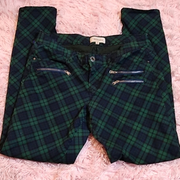 blue plaid skinny pants